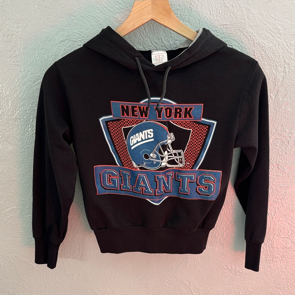 Vintage GTS New York Giants Black Hoodie Sweatshirt Kids Size Medium
